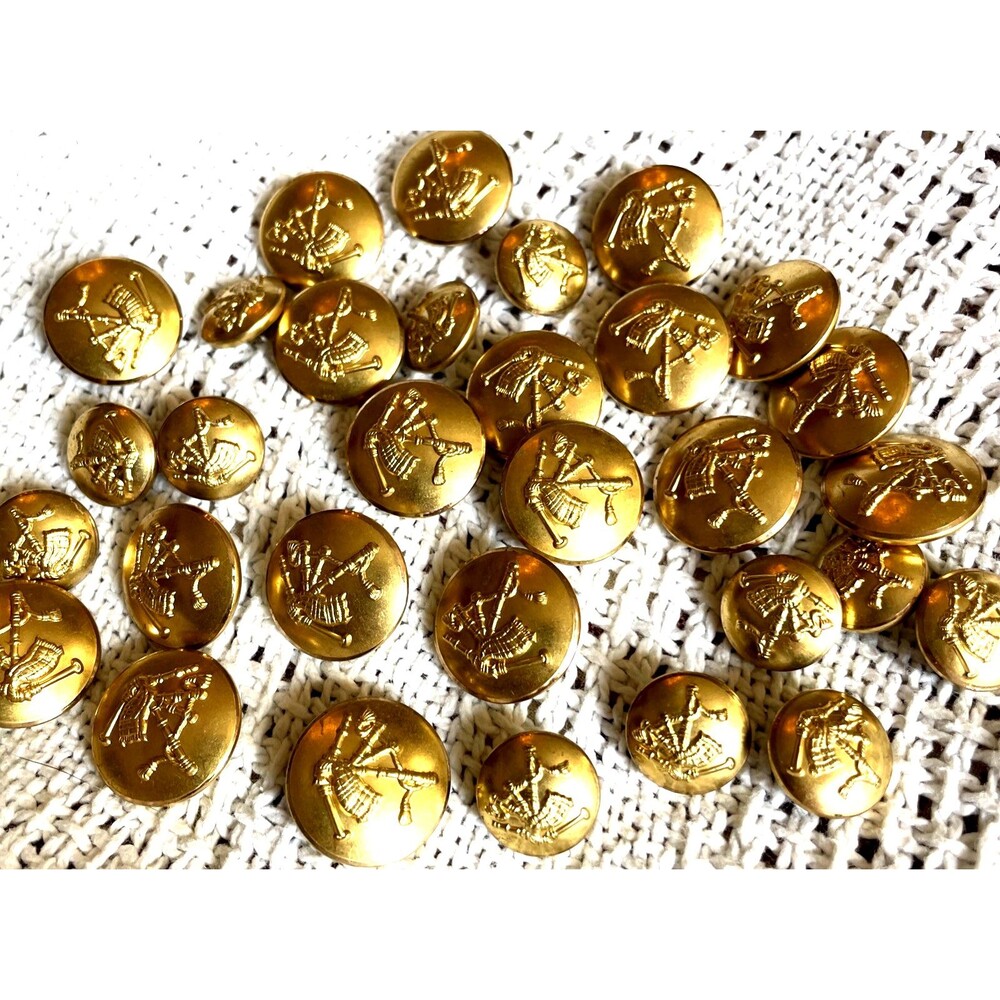 30 Burton of New York Bagpipe Gold Replacement Blazer Jacket Buttons